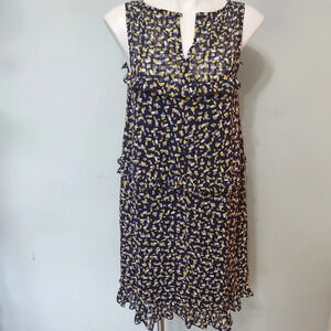 Maggy London Tiered Navy and Yellow Dress